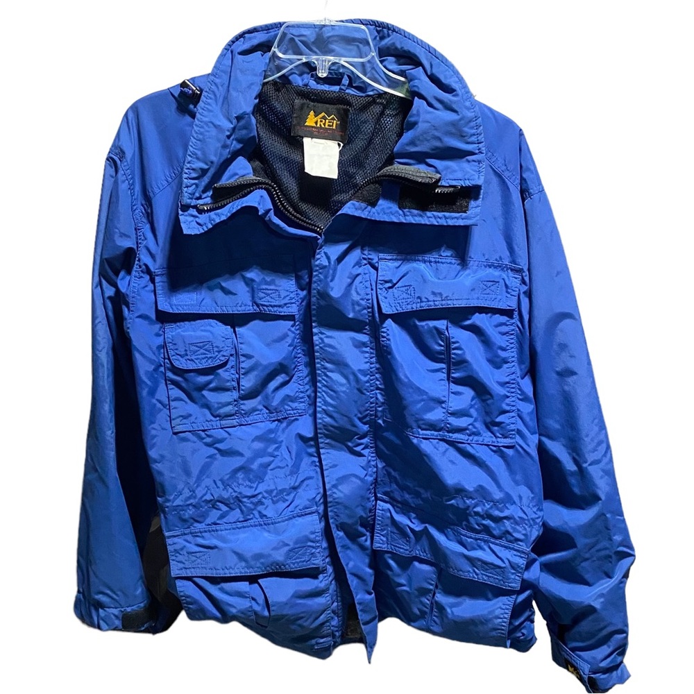 REI Vintage Men’s Snow Jacket - Blue, Hooded Size Large